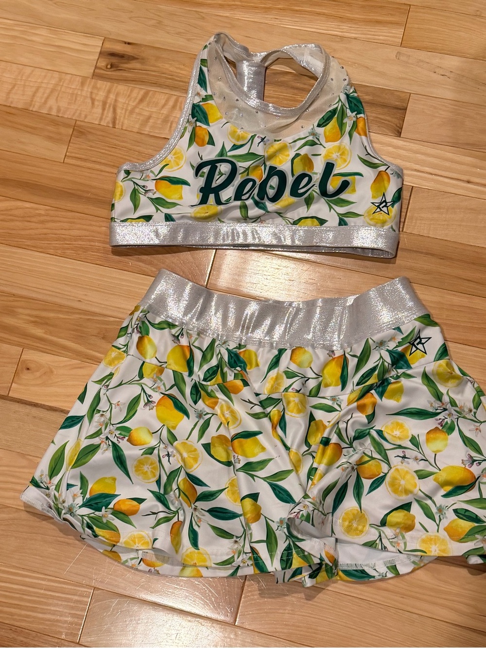 Rebel Lemon-Print Skater Skirt Set - White & Yellow
